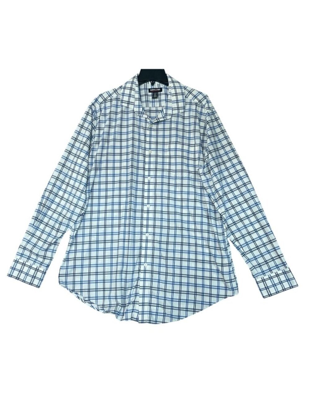 NWOT Kirkland Signature Men's XL Blue Long Sleeve Dress Shirt Plaid